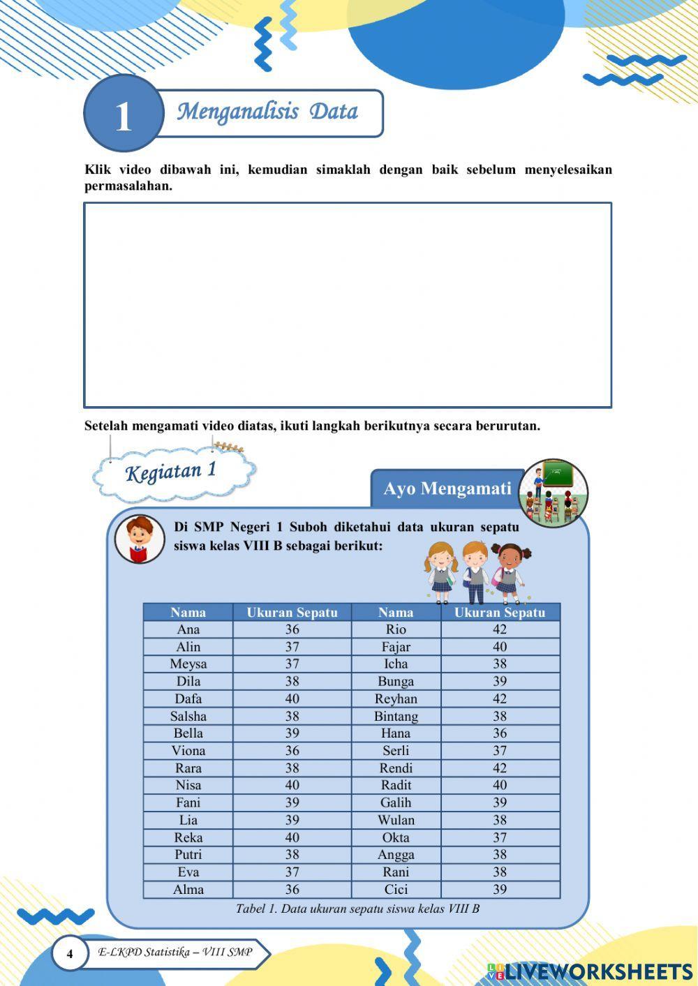 E-LKPD Statistika 1 (Menganalisis Data)