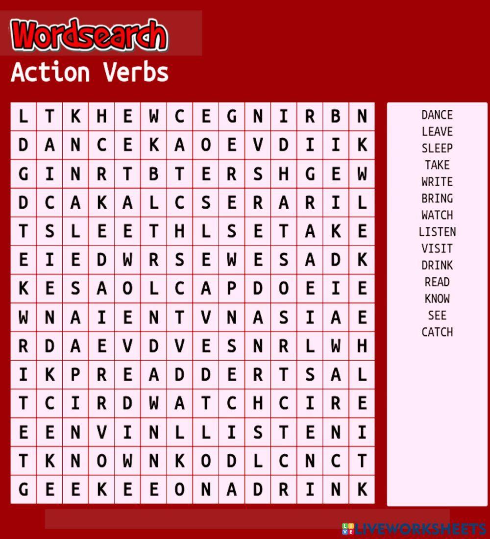 Wordsearch: Action Verbs