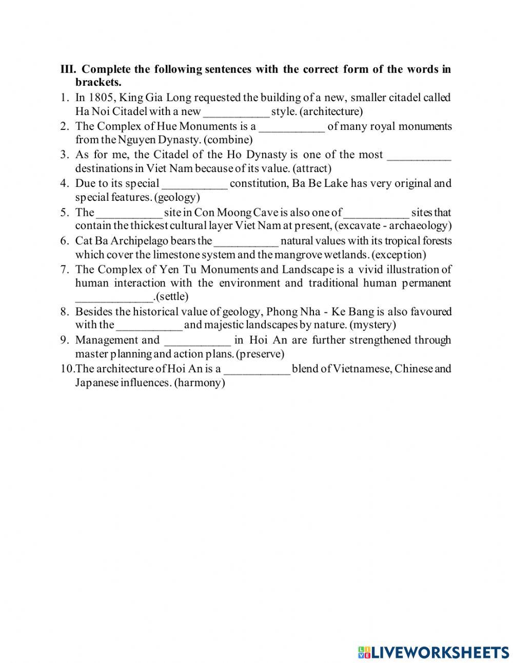 Unit 8 our world heritage sites