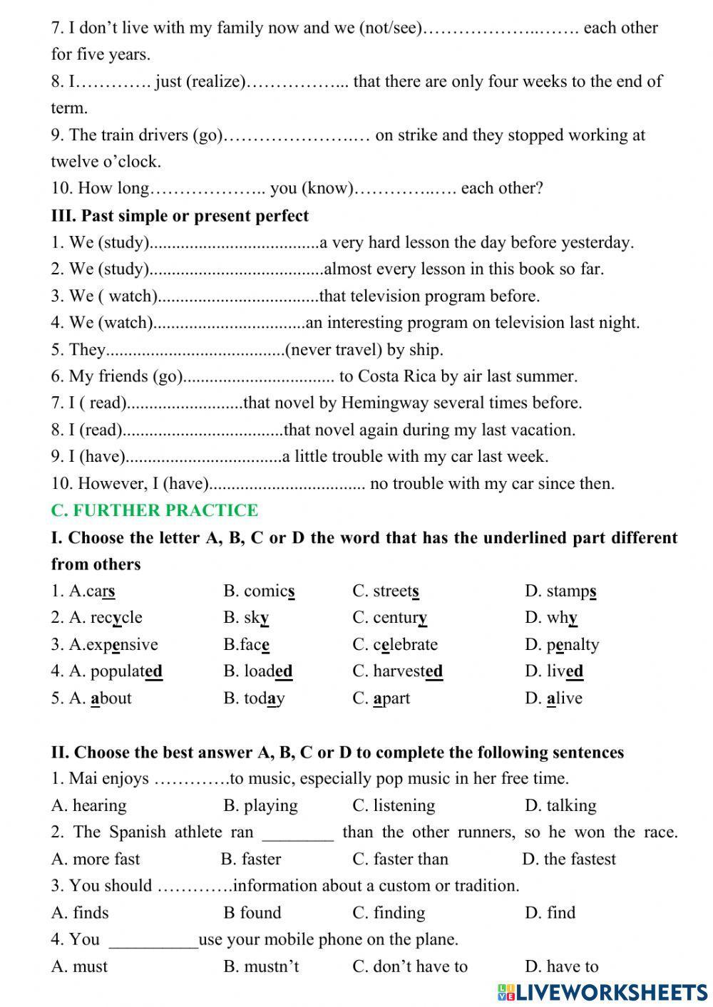 Prestent perfect vs past simple