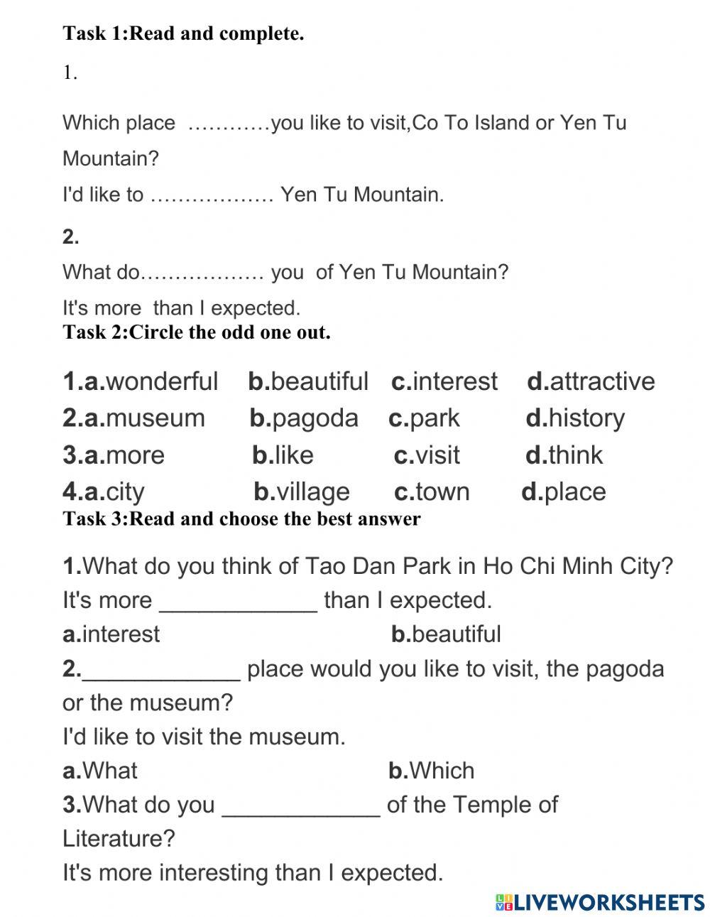 Unit 19: Which place would you like to visit?