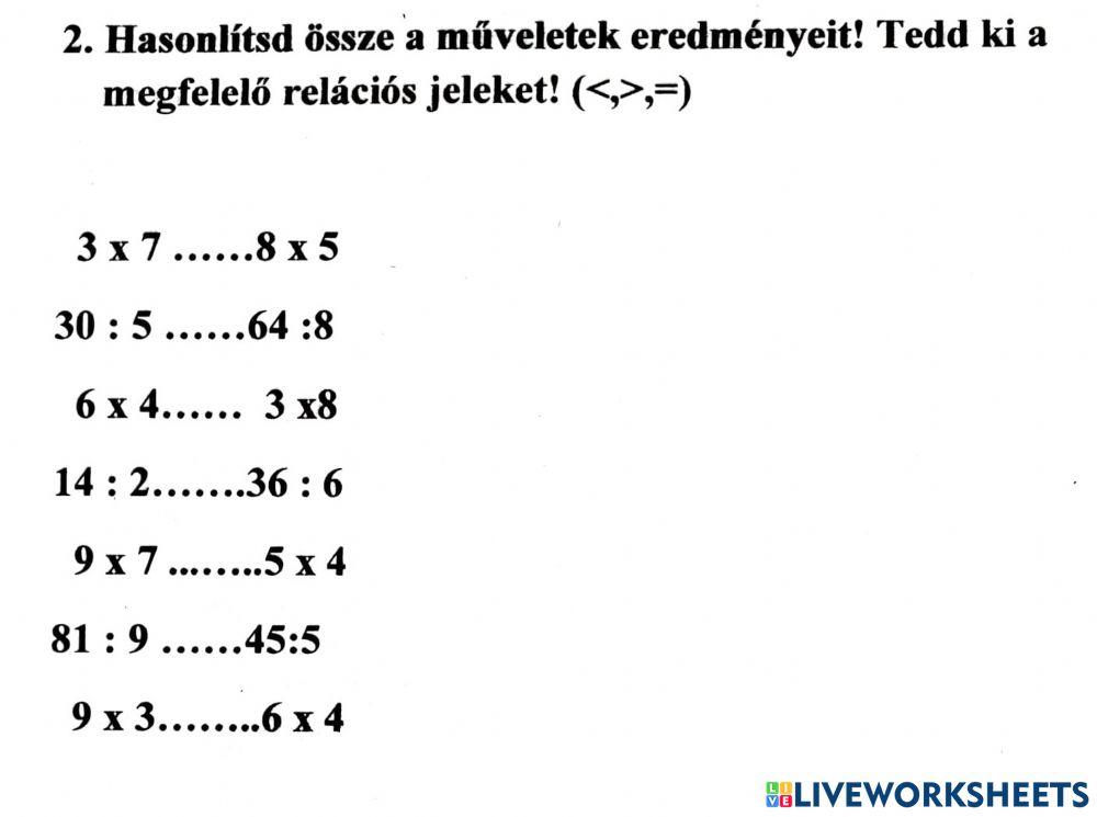 Szorzatok összehasonlitása
