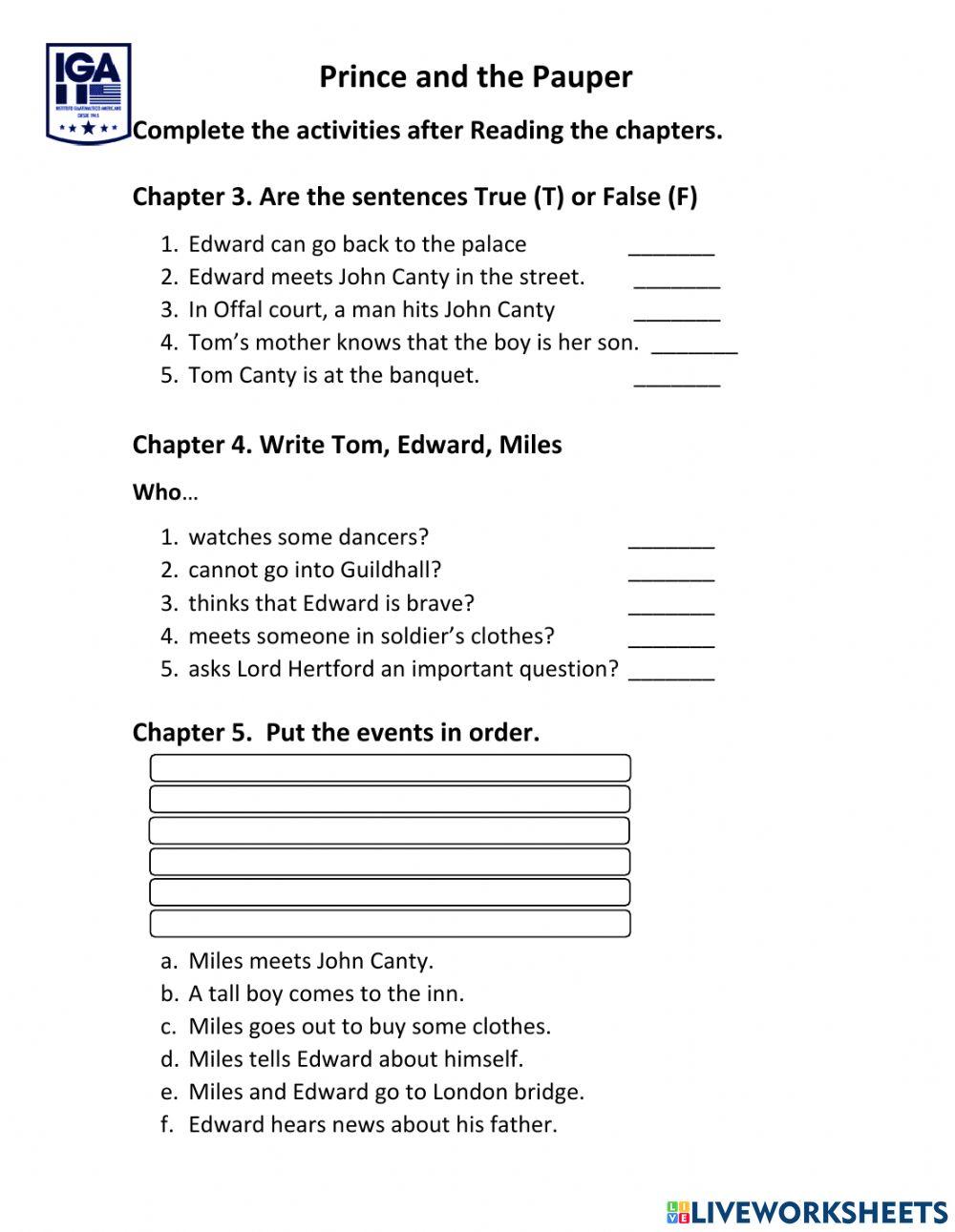 Prince and the Pauper Chapter 3, 4, 5