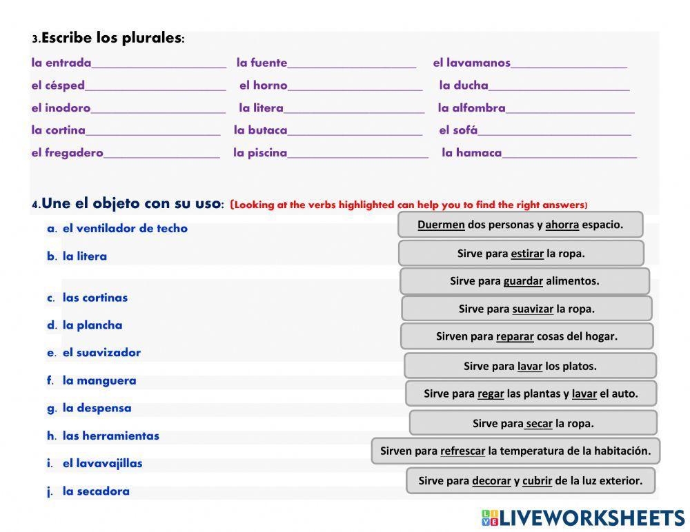 Las partes y objetos de la casa ( i )
