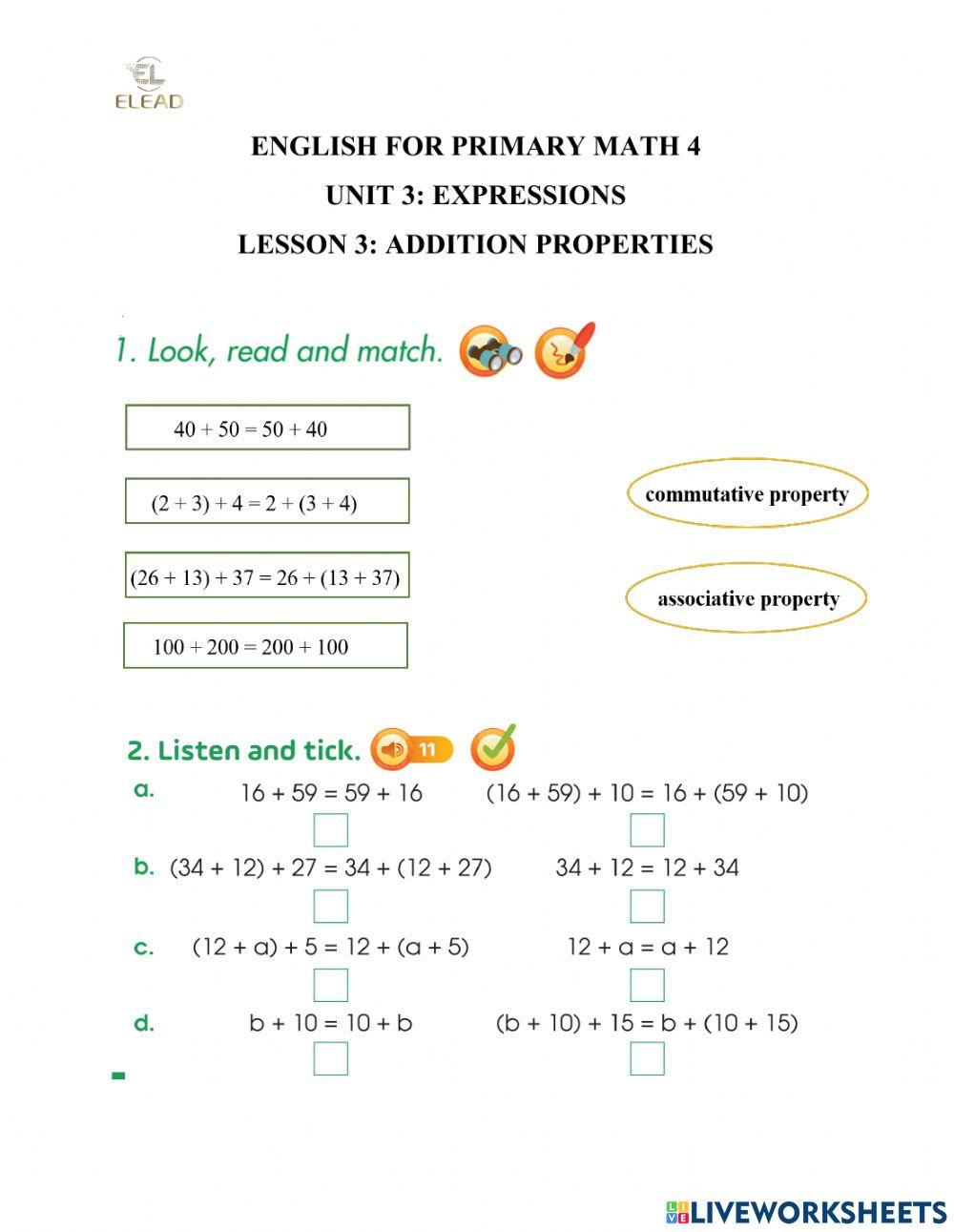 EPM4-U3-L3: Addition properties