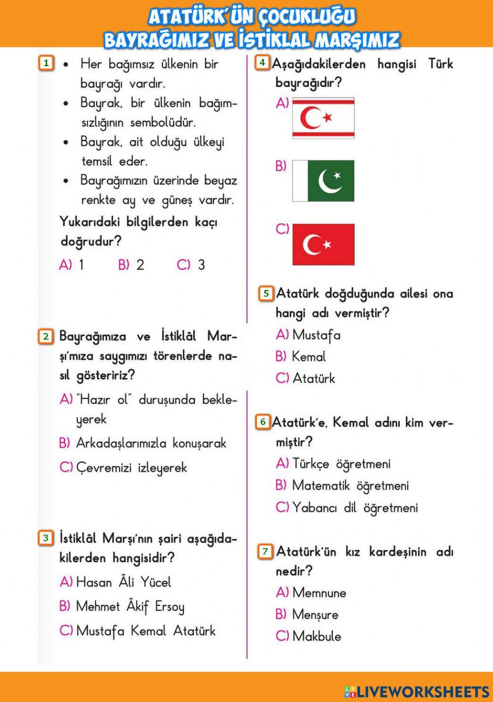 Atatürkün Çocukluğu-Bayrağımız ve istiklal Marşımız