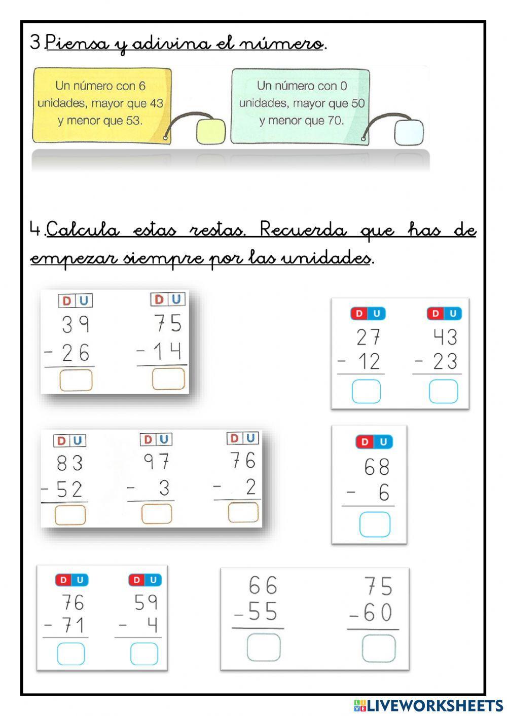 Comparación de números de 2 cifras