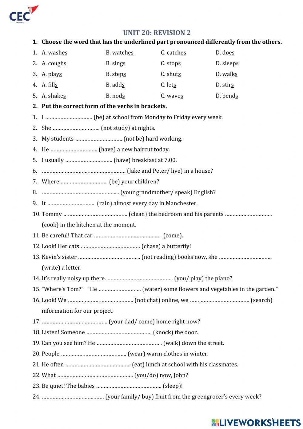 BG4 - UNIT 20 - REVISION 