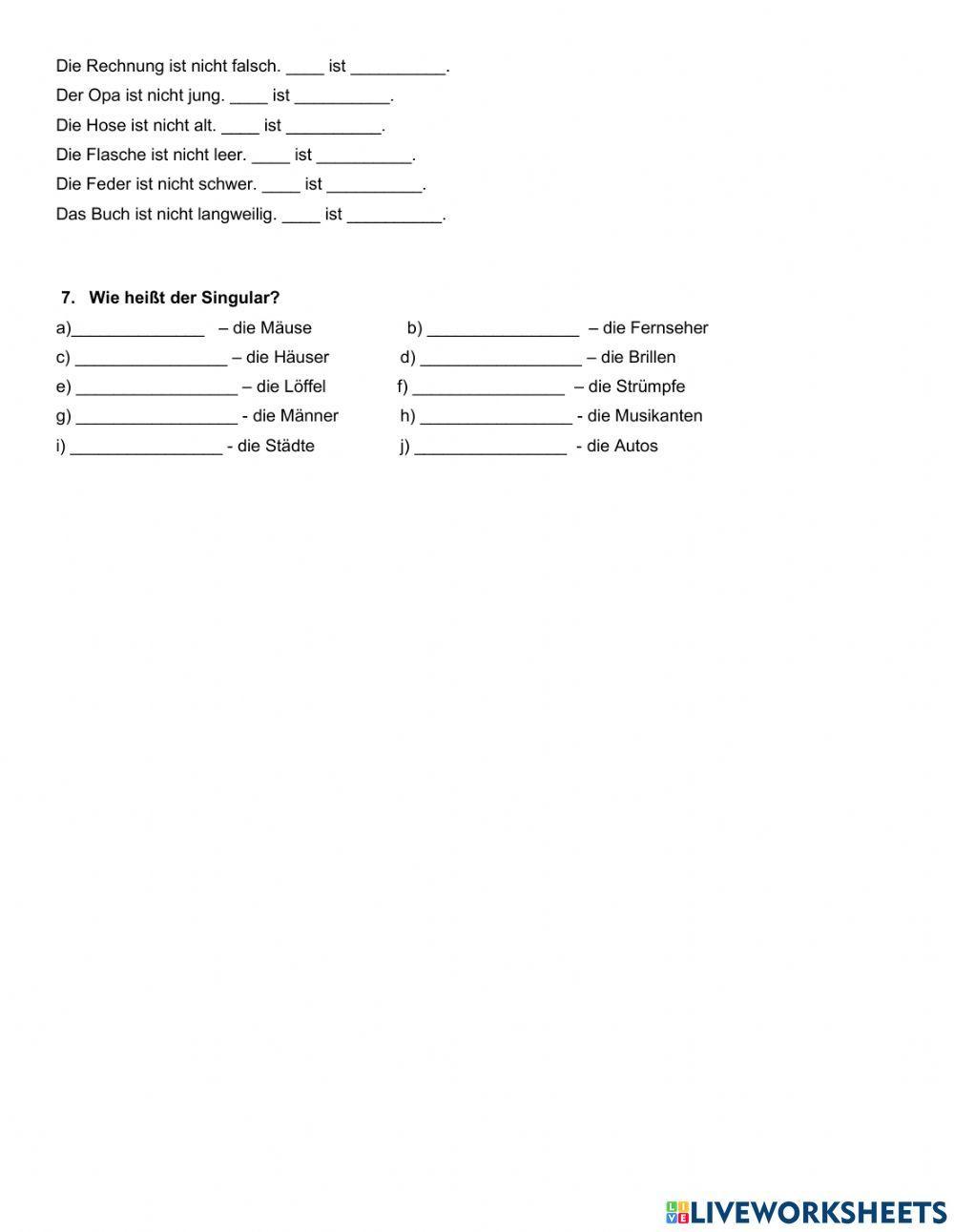 Zahlen, Wortgruppen und Adjektive