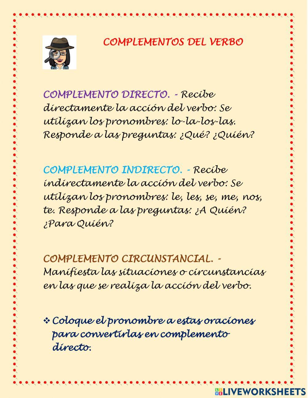 Complementos del Verbo Complementos del Verbo