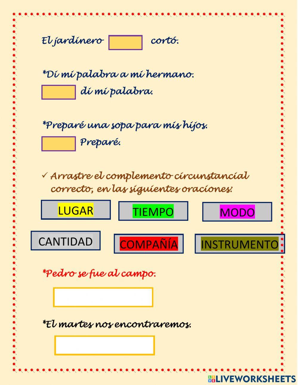 Complementos del Verbo Complementos del Verbo