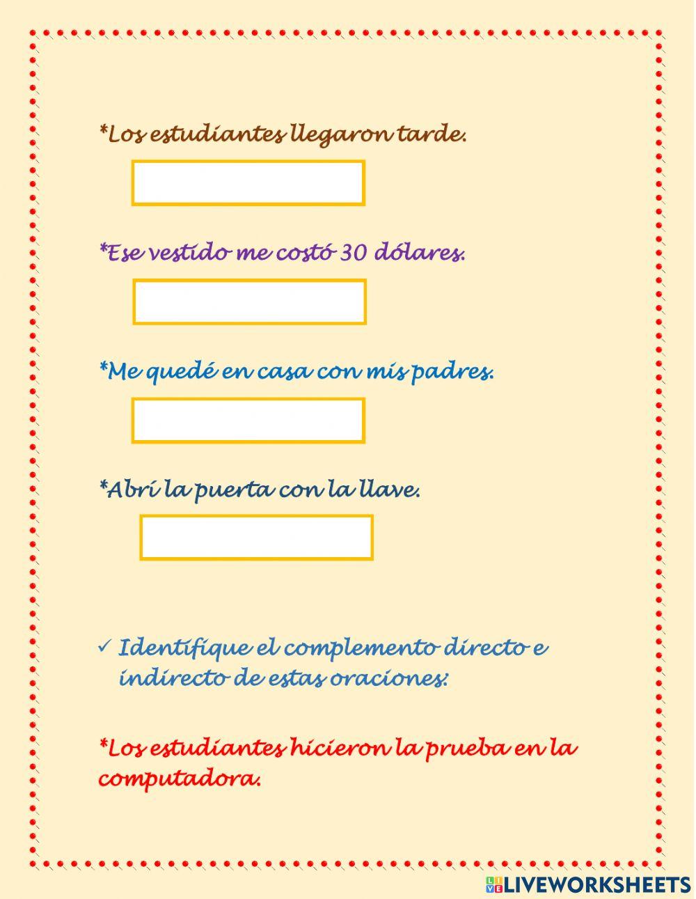 Complementos del Verbo Complementos del Verbo
