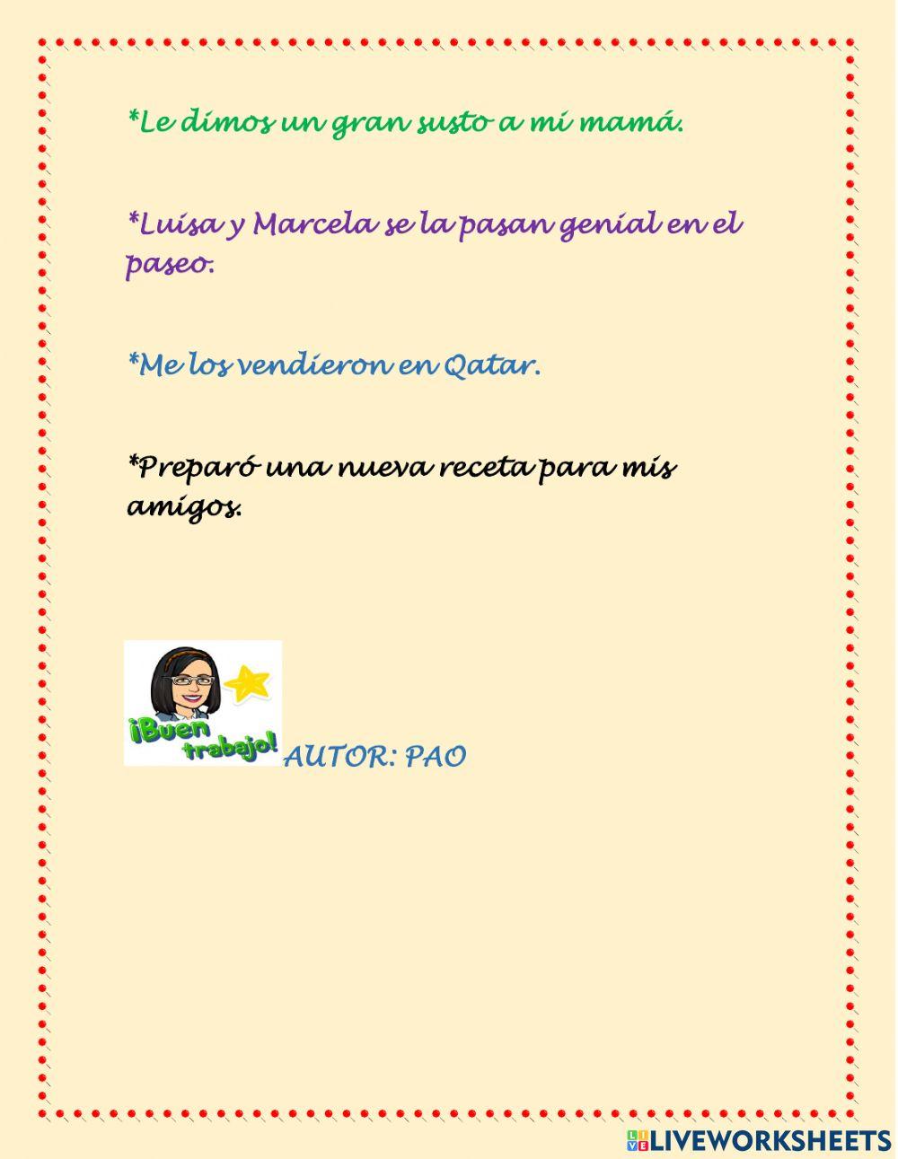 Complementos del Verbo Complementos del Verbo
