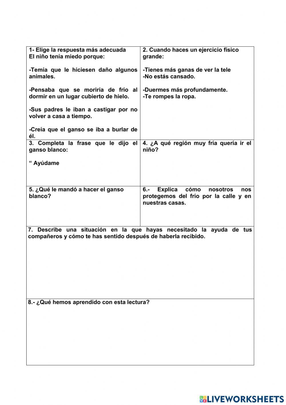 Lectura comprensiva para 4º de primaria