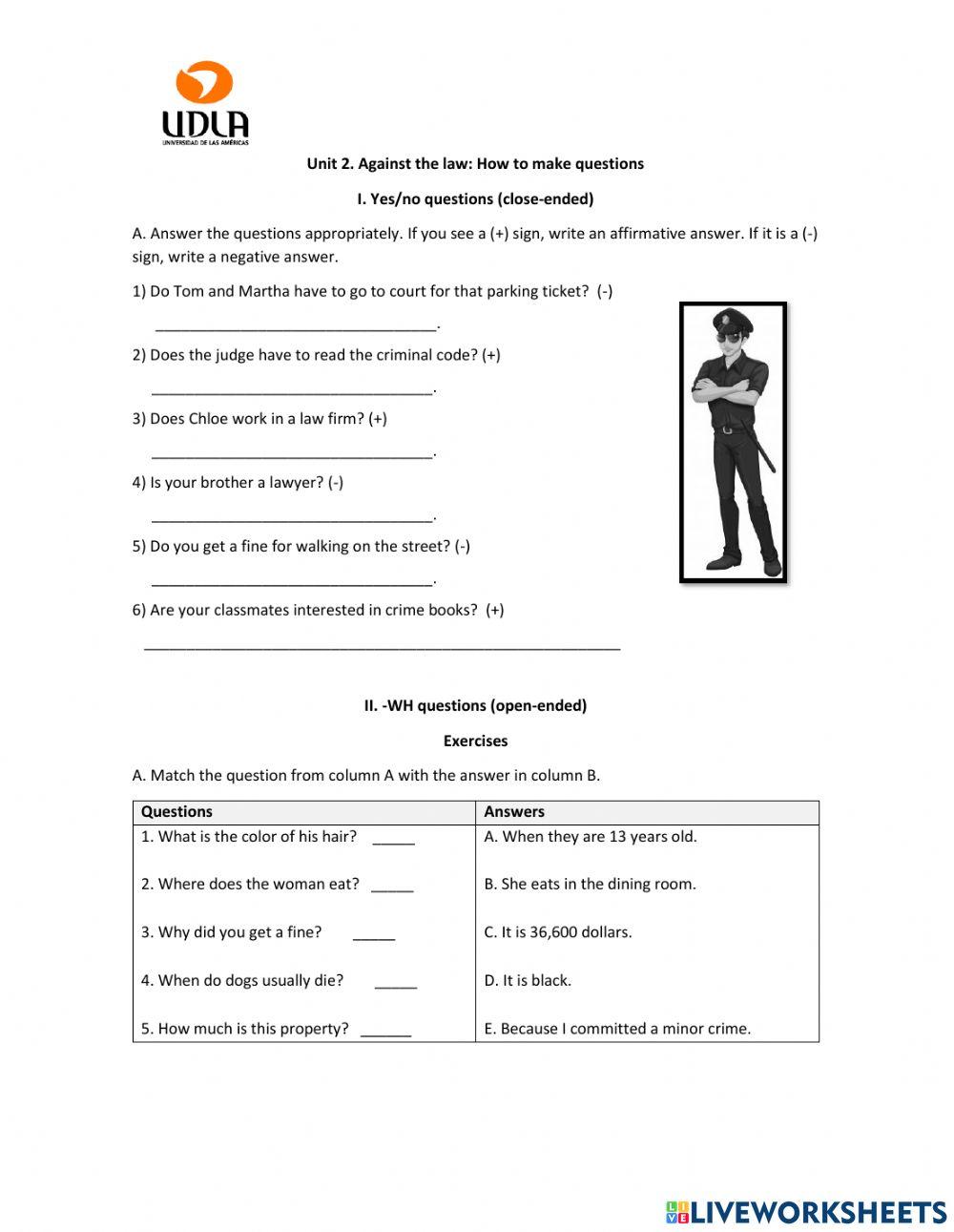 Against the law handout | bcarcamom | Live Worksheets