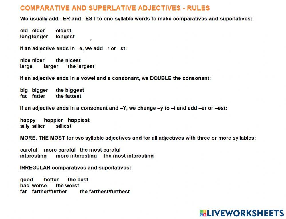 Comparatives and Superlatives - form