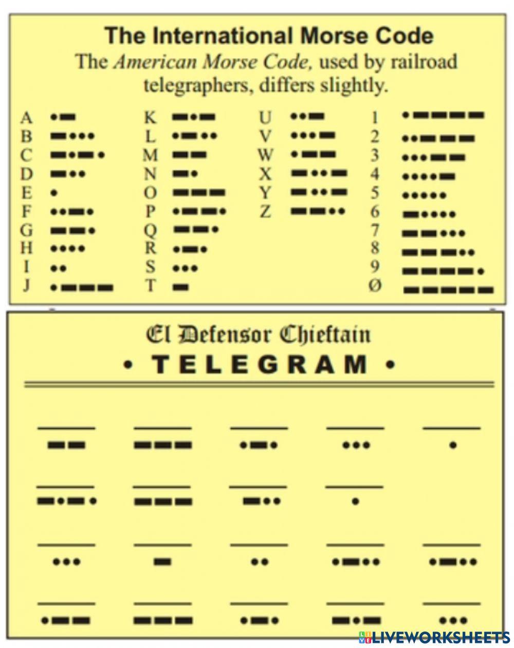Morse Code solve online exercise for Live Worksheets