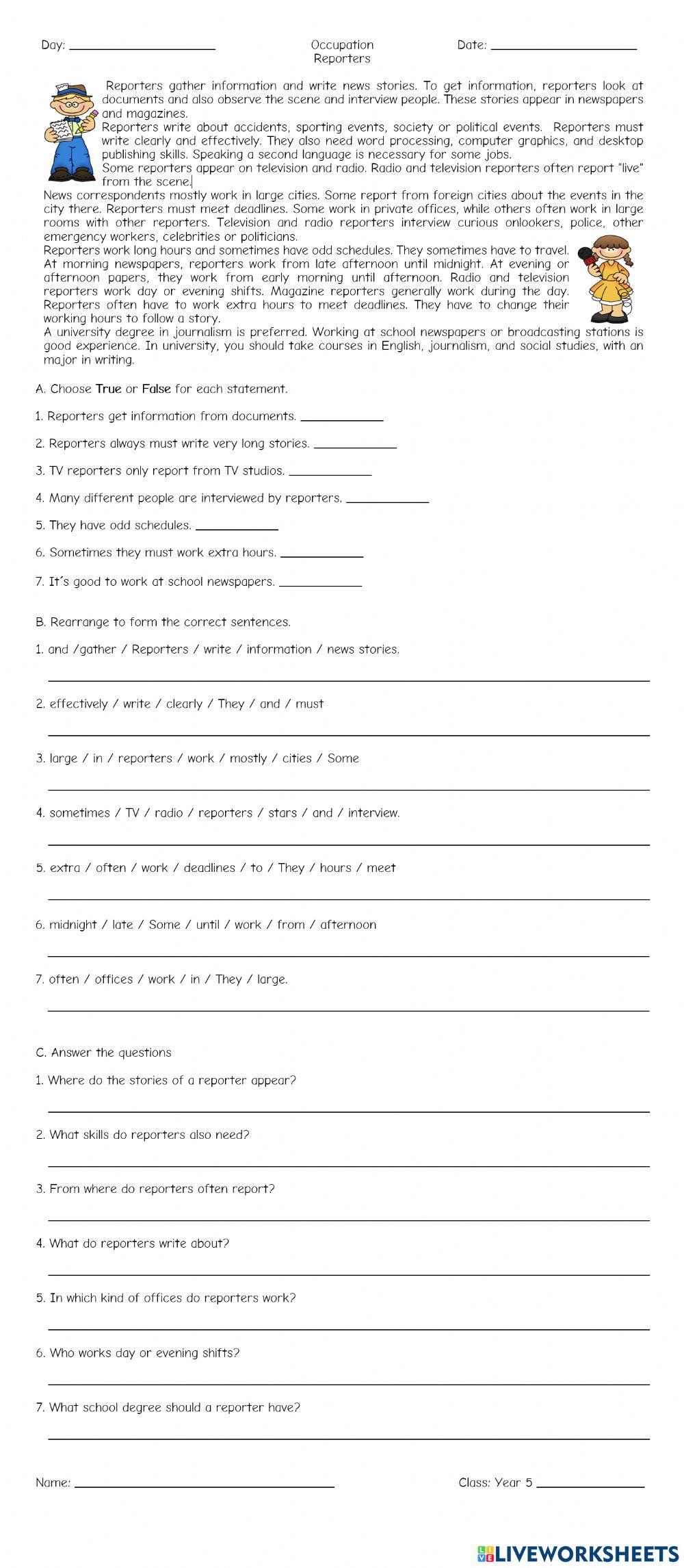 Occupation - Reporters