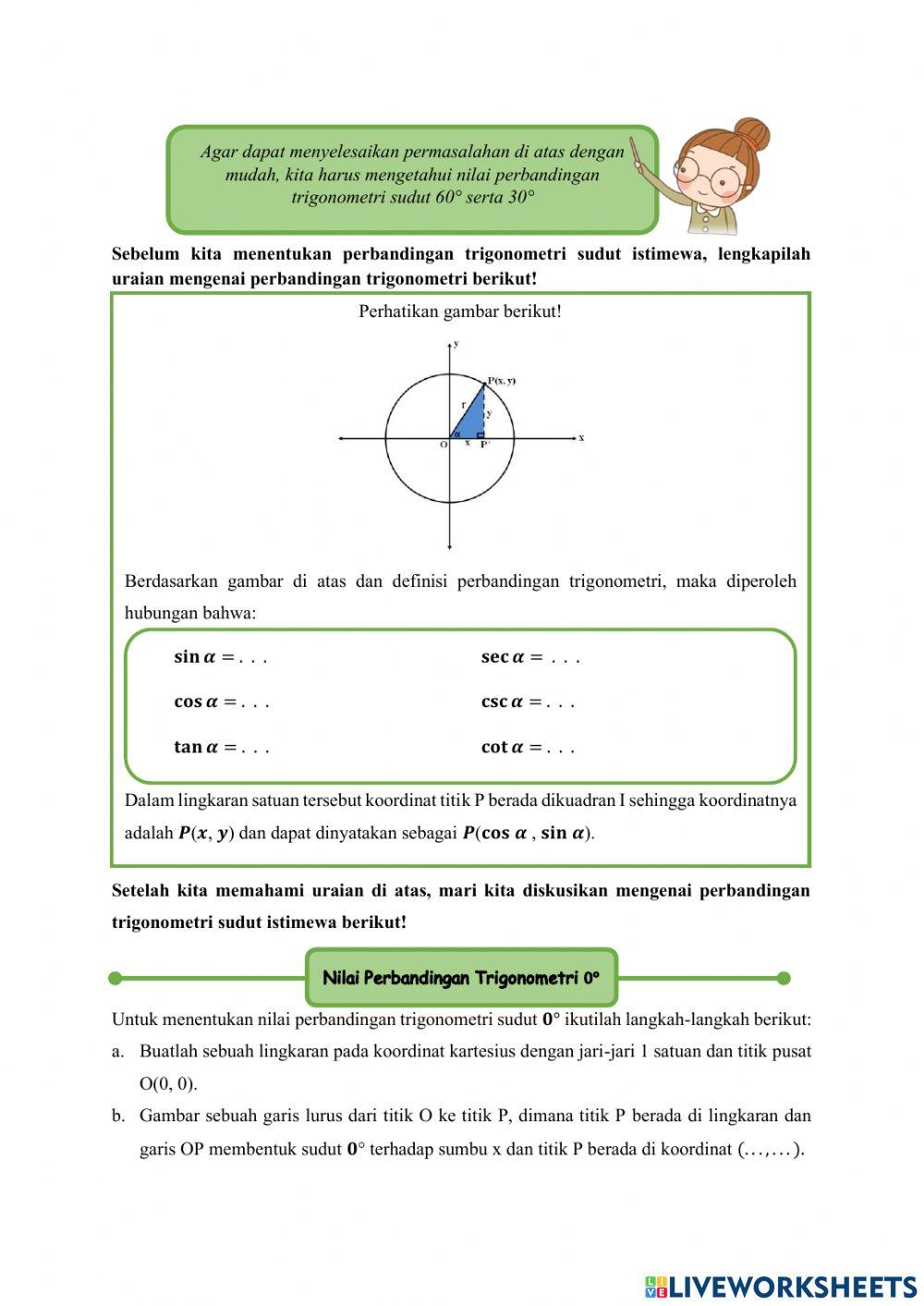 Perbandingan Trigonometri Sudut Istimewa