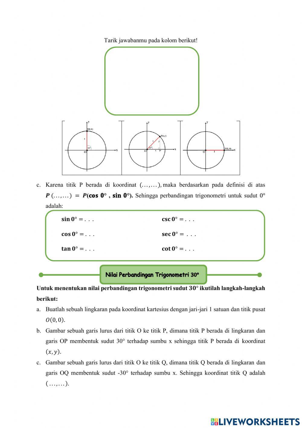 Perbandingan Trigonometri Sudut Istimewa