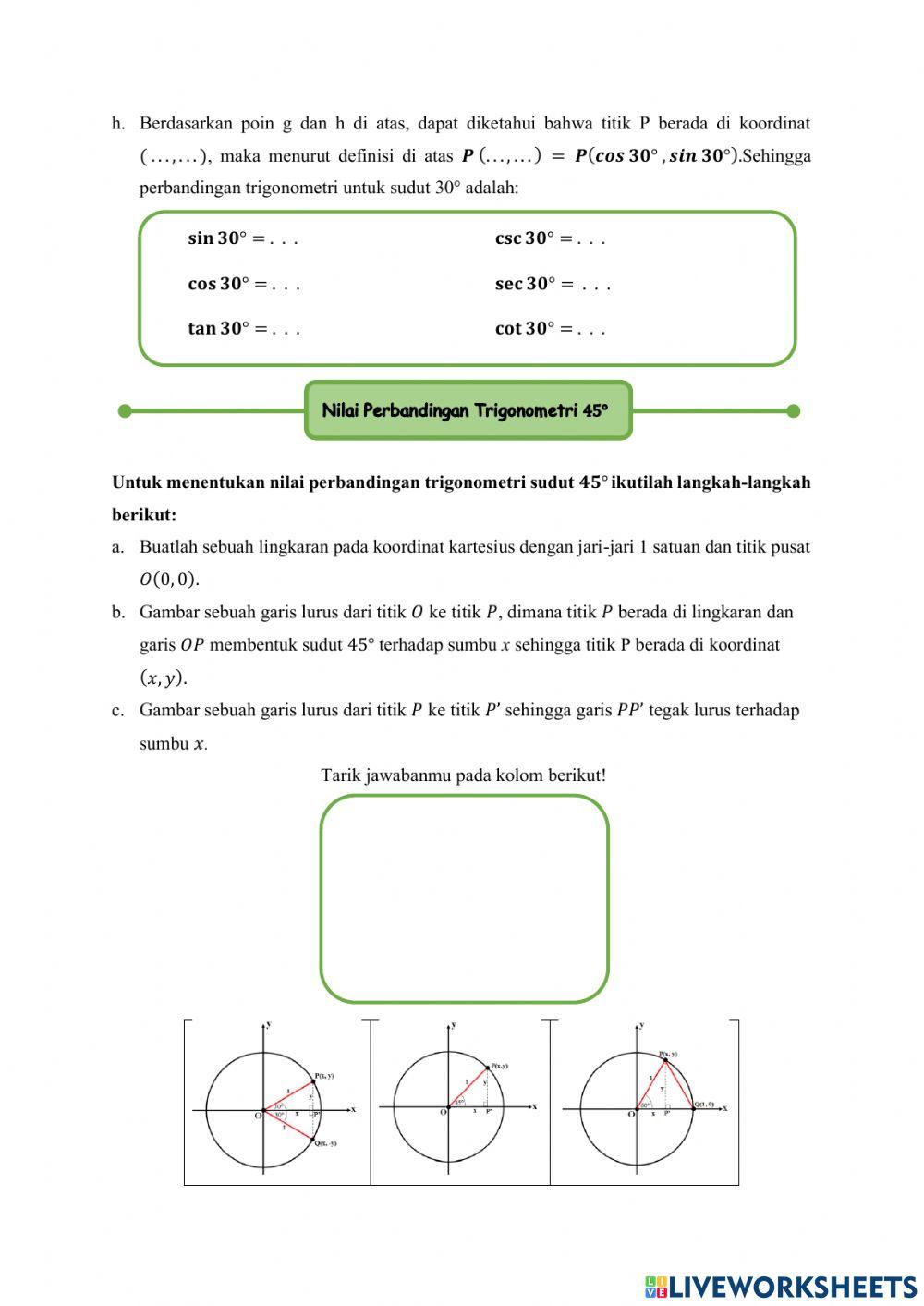 Perbandingan Trigonometri Sudut Istimewa