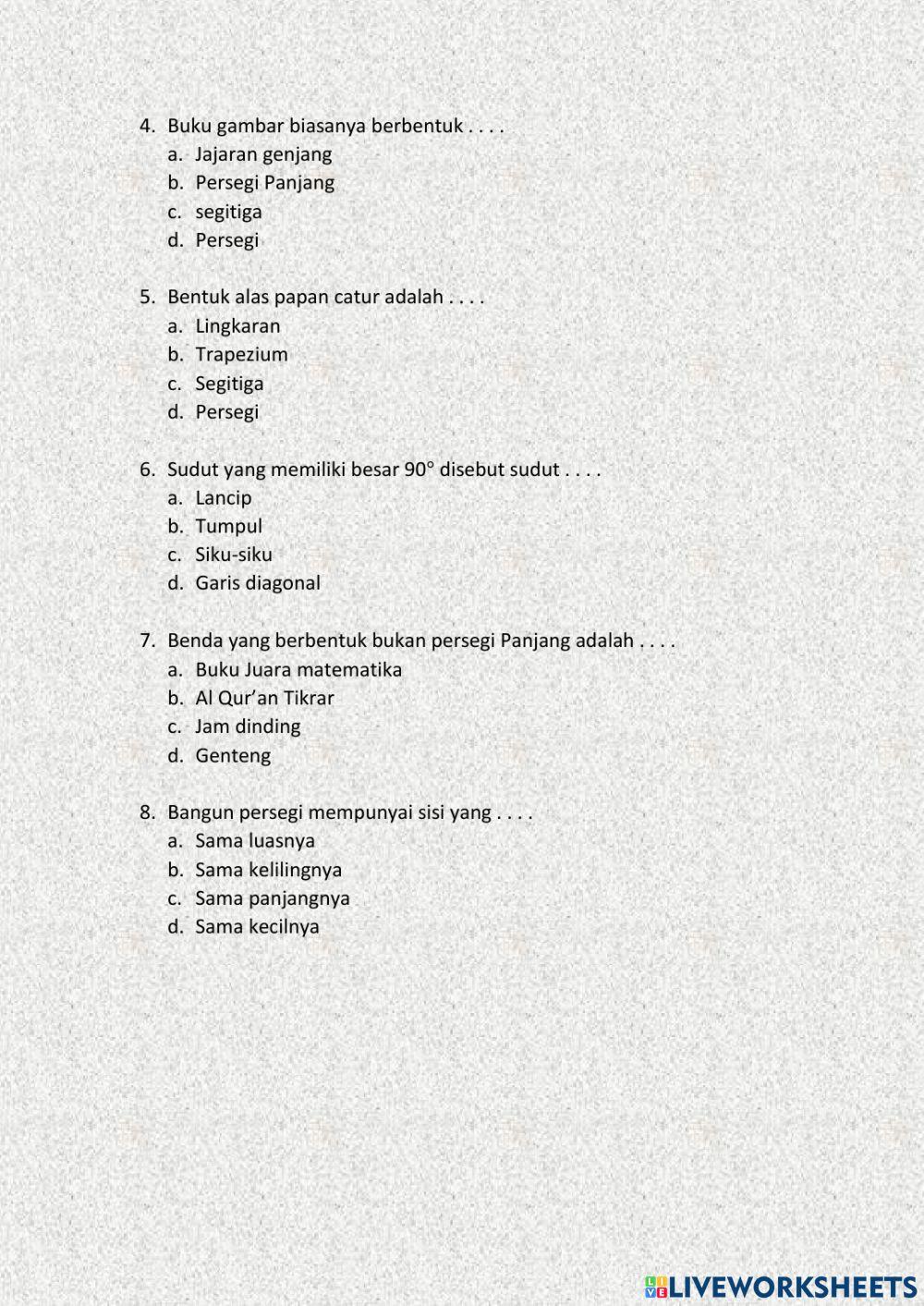 Sifat-sifat Persegi dan Persegi Panjang