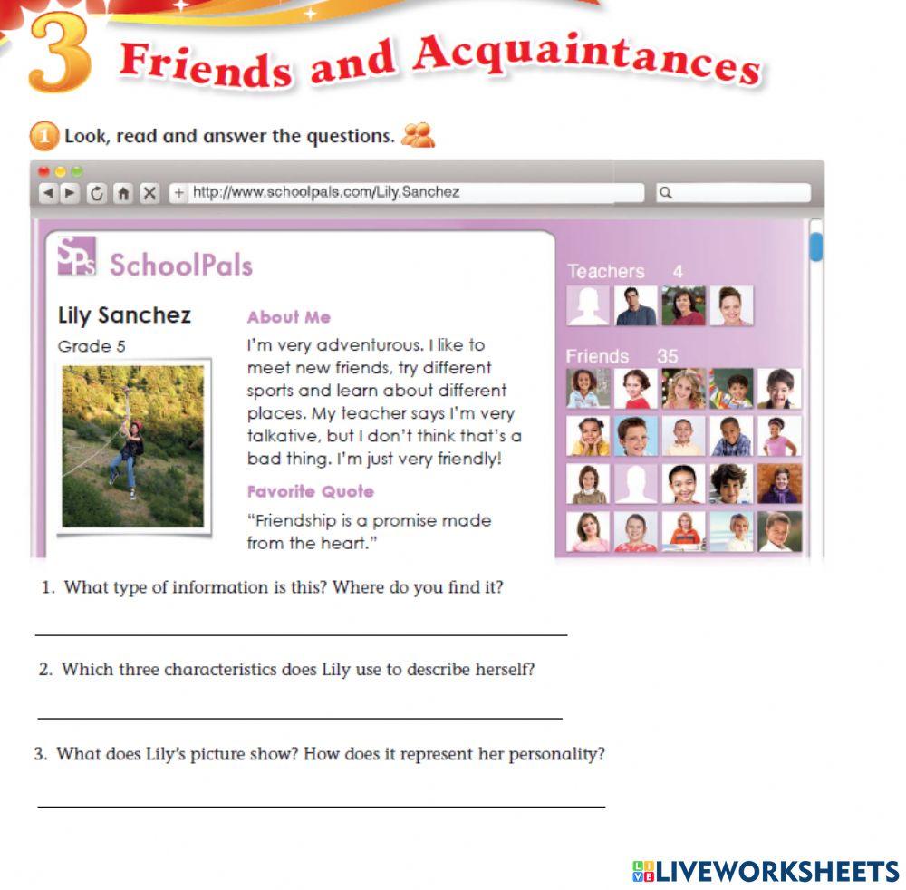 Friends reading and adjetives