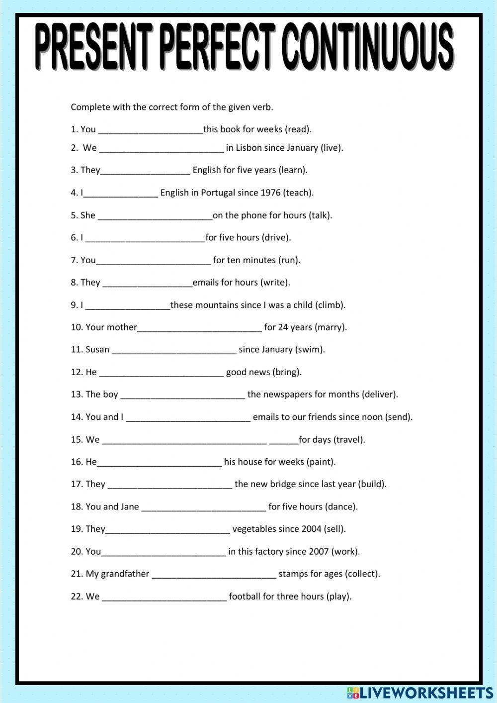 Present perfect progressive 3