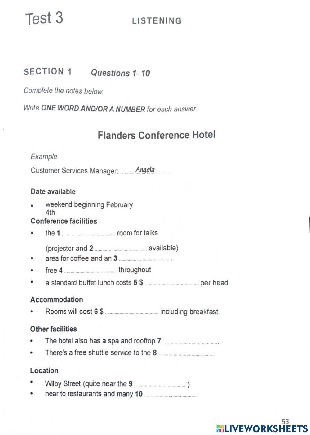 Cam 14 listening test 3 part 1 (1-10)