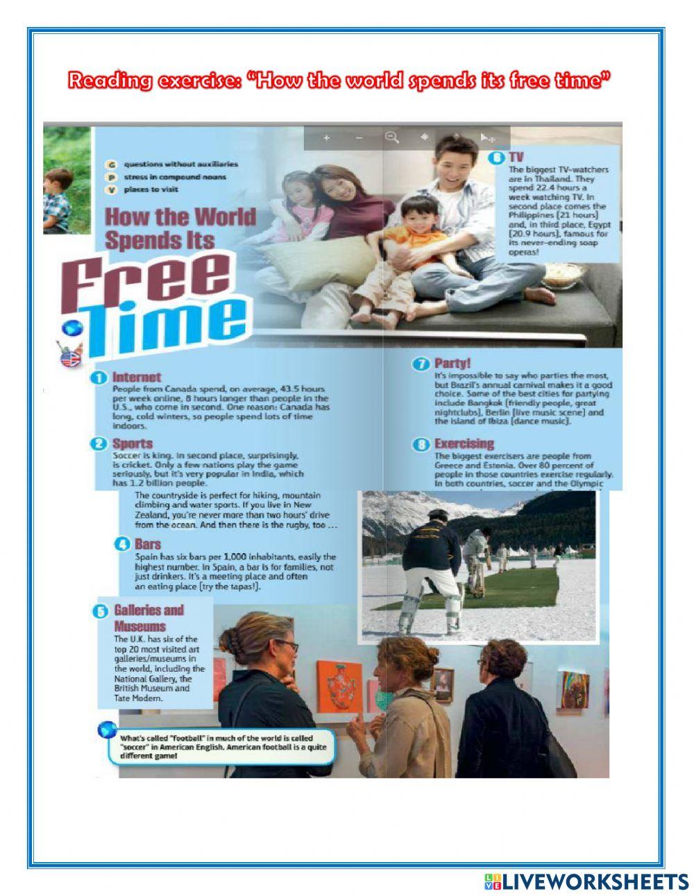 Reading: How the worlds spends its free time