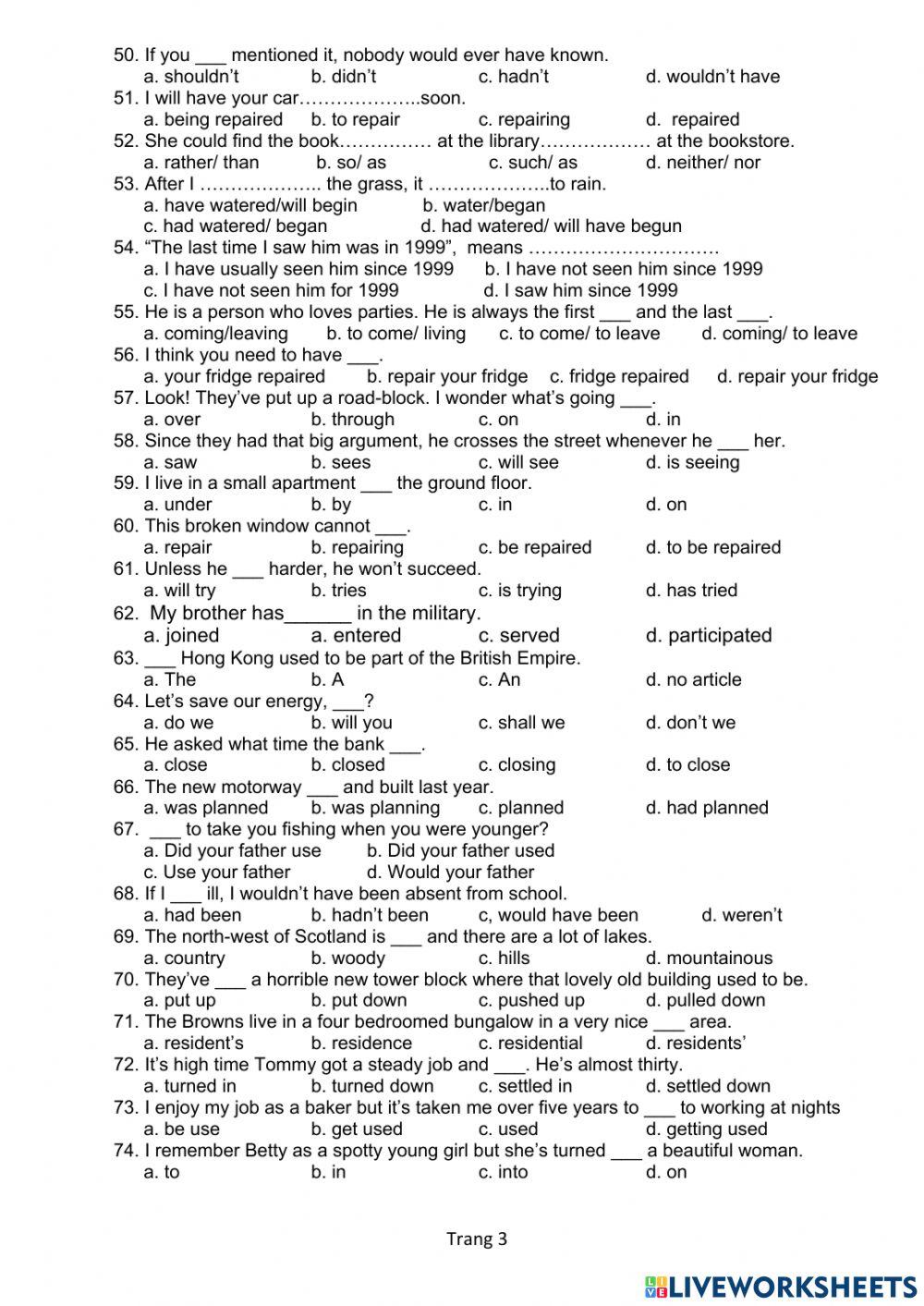 Advanced English - Trial Test 1