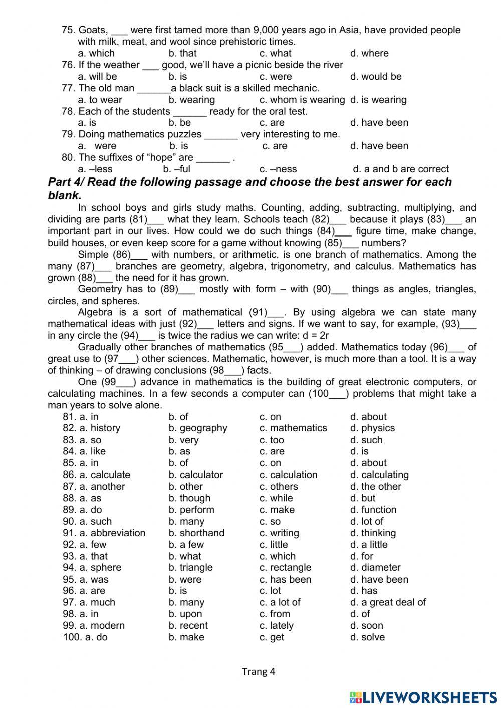Advanced English - Trial Test 1
