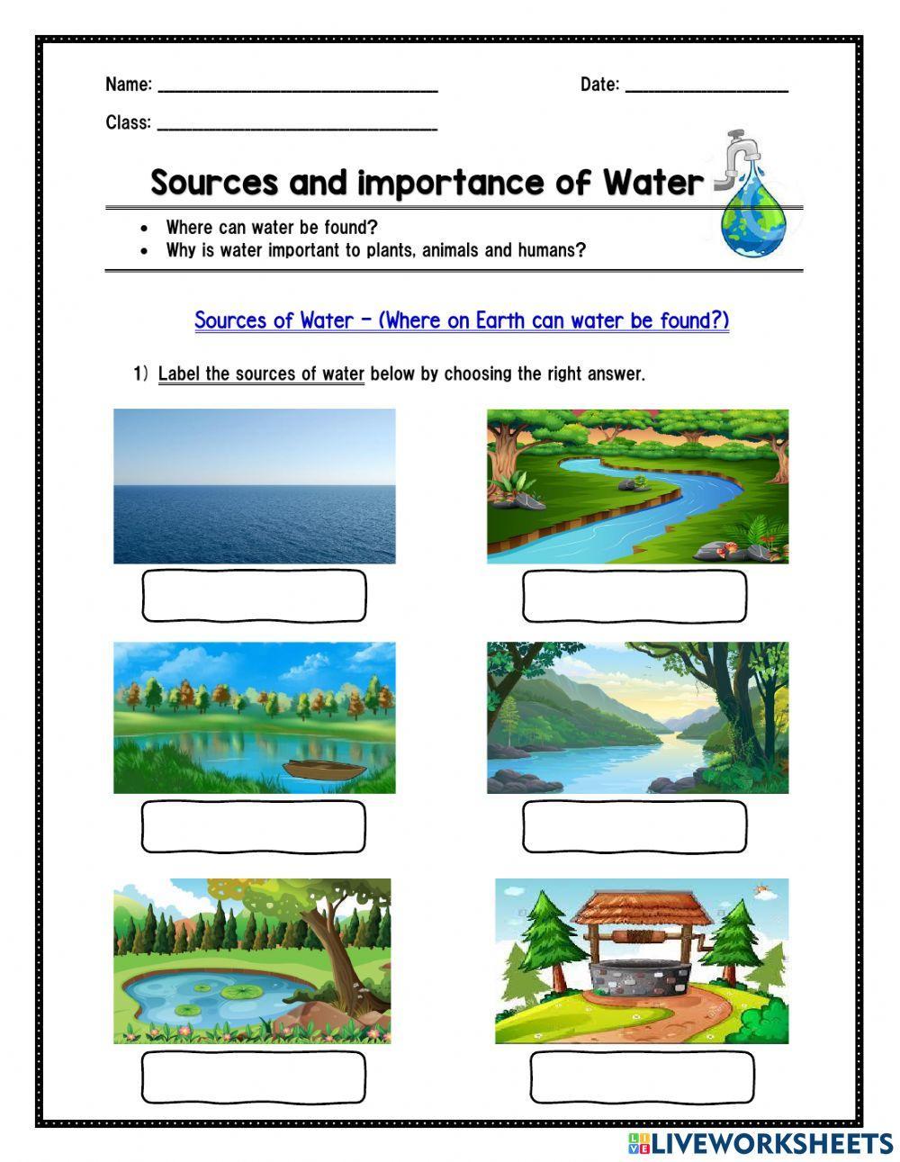 Sources and Importance of water