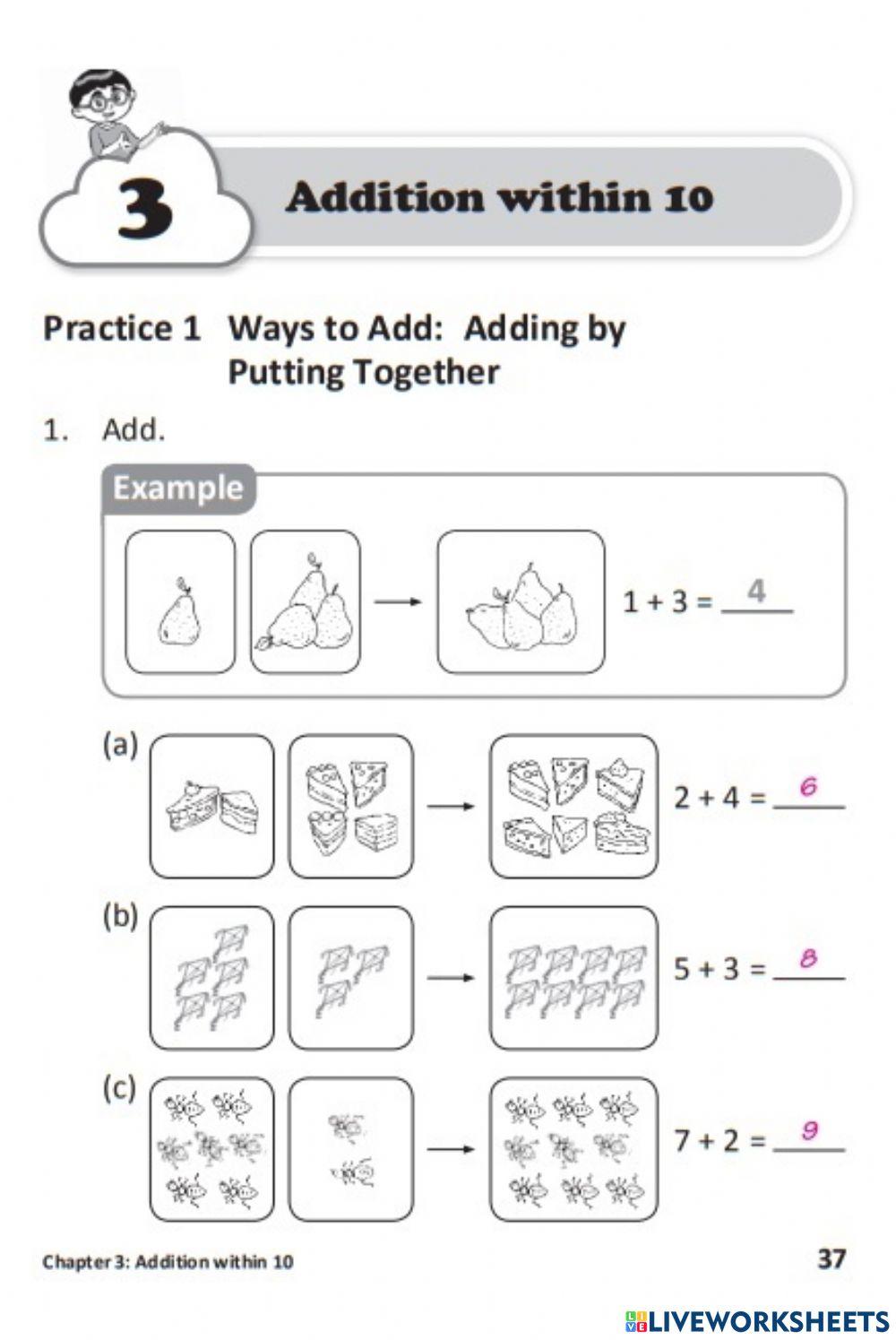 Addition up to 10 interactive worksheet live worksheets