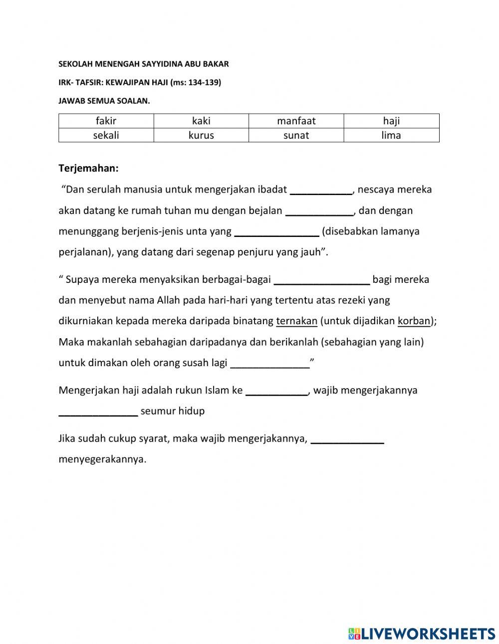 Tafsir:kewajipan haji (ms:134-139)