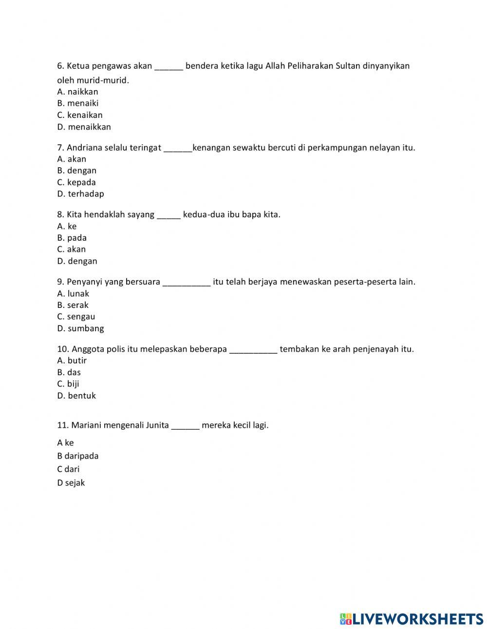 Ujian Topikal Bahasa Melayu Tahun 9