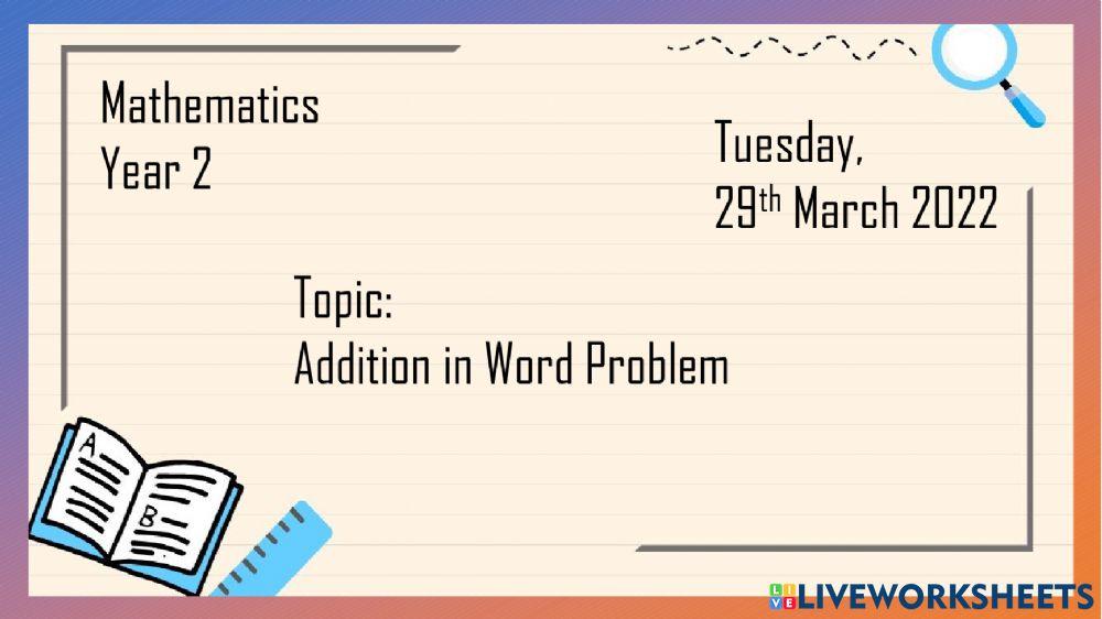 Addition - Solving Word Problem using Bar Model