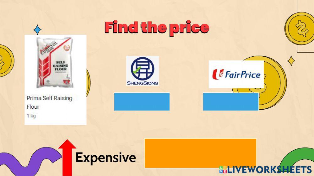 Comparing prices worksheet live worksheets