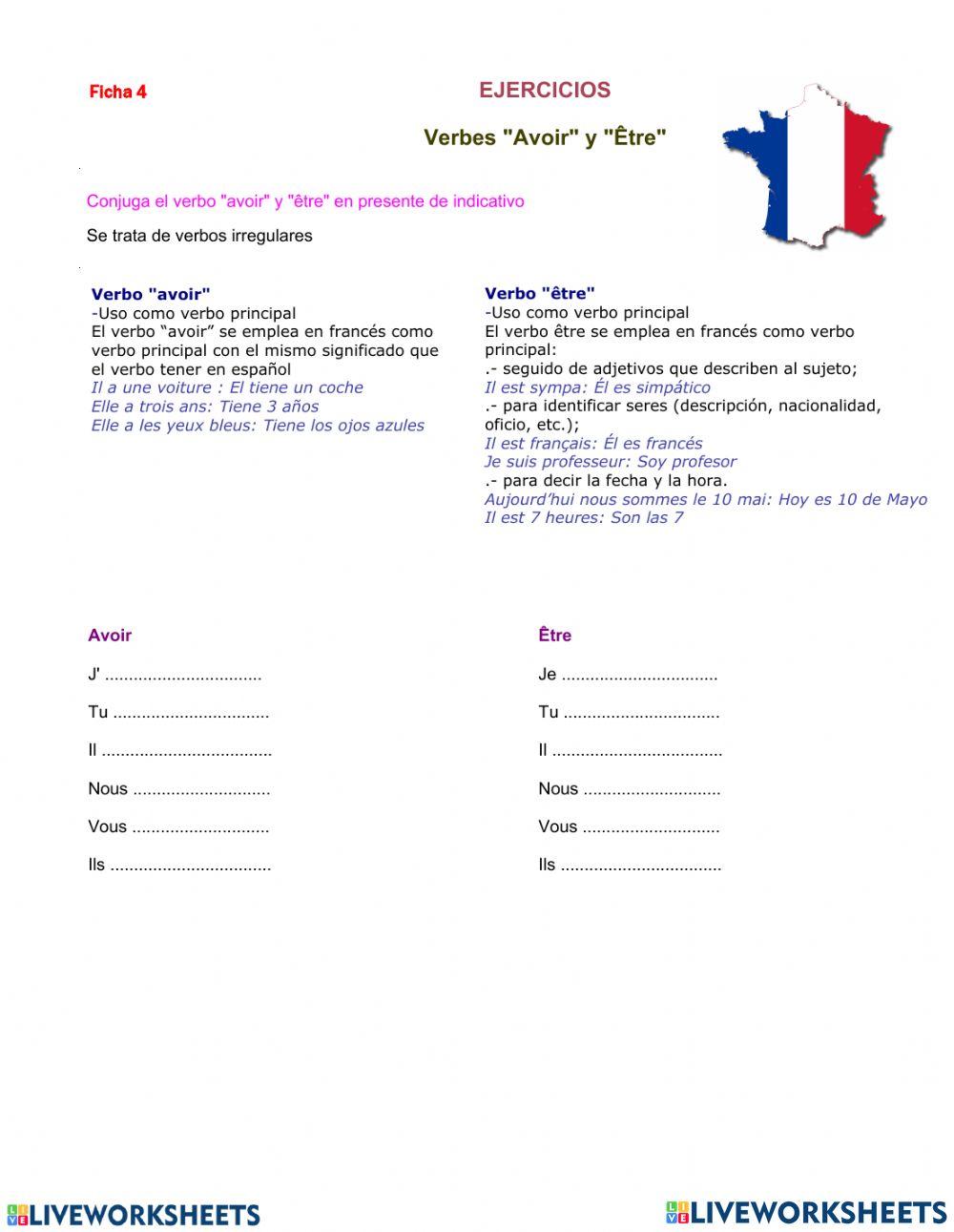 Present indicatif verbes en -avoir- y -être-