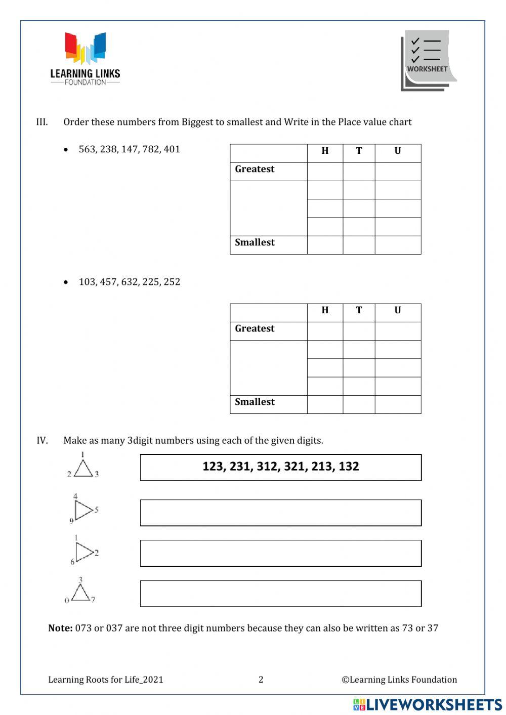 Phase 1– Foundation Numeracy Class Worksheet -3