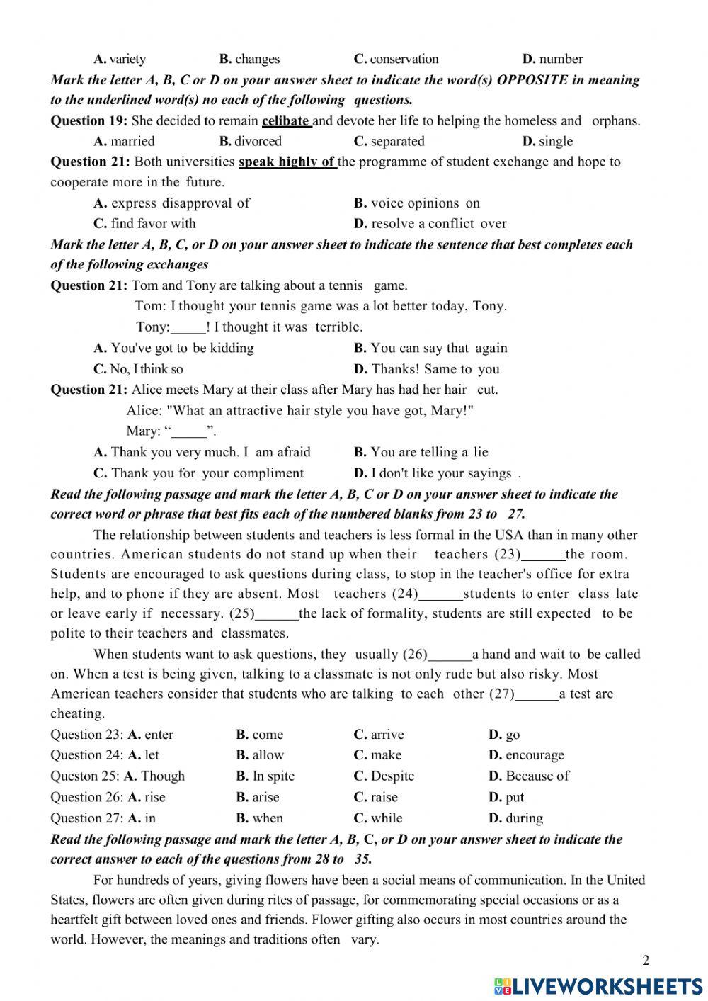 Đề ôn luyện THPT số 2