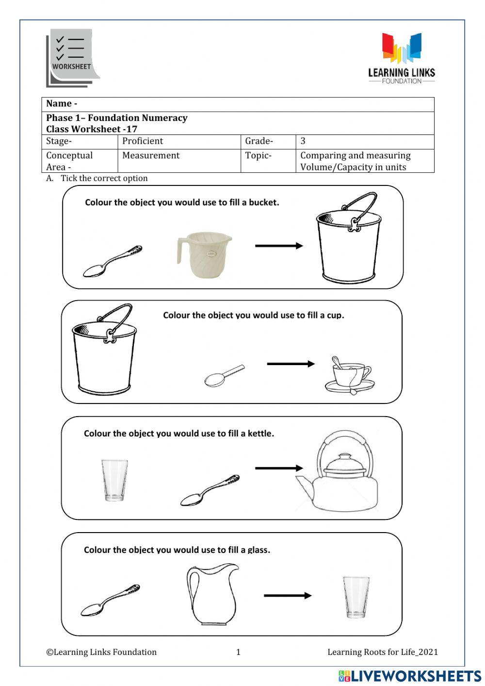 Phase 1– Foundation Numeracy Class Worksheet -17