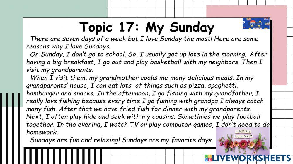 DieuAnh Topic 17: My Sunday (30 topic)