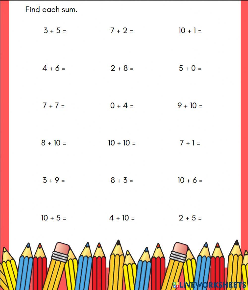 Addition Facts Matb Addition Facts Matb
