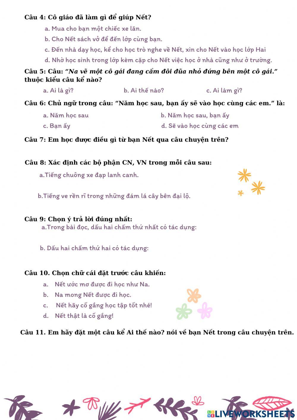 Ôn tập TV giữa HKII