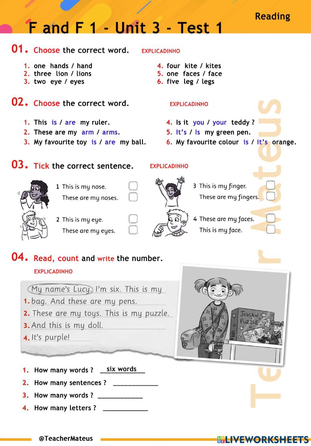 FF 1 - Unit 03 - TEST 1 - Reading