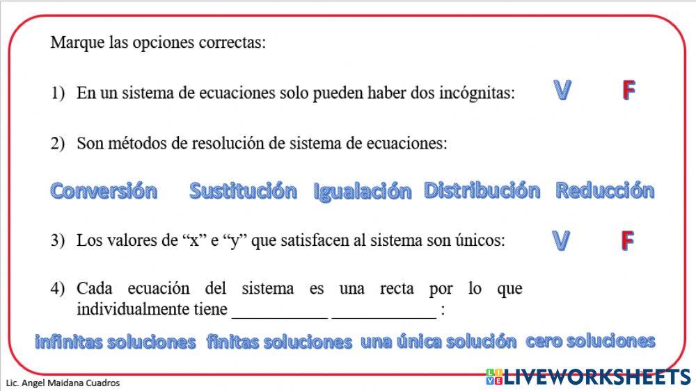 Sistemas de Ecuaciones 0