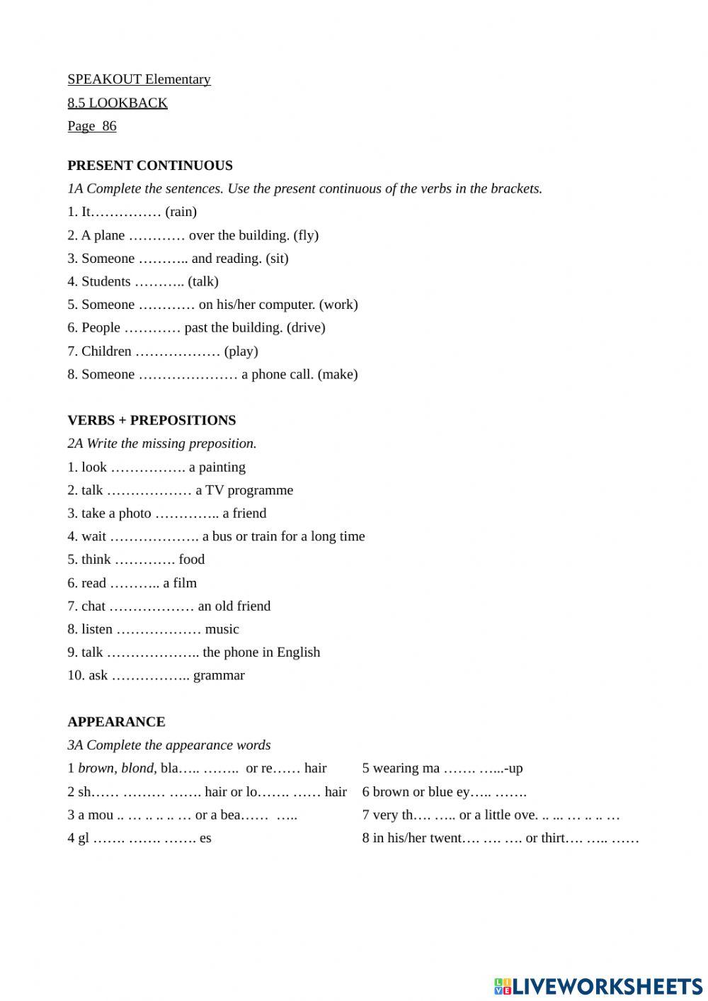 8.5 lookback Speakout Elementary