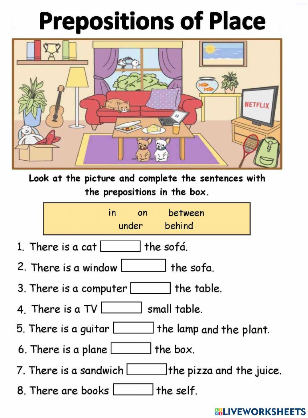 Preposition- in, on, under, behind, between