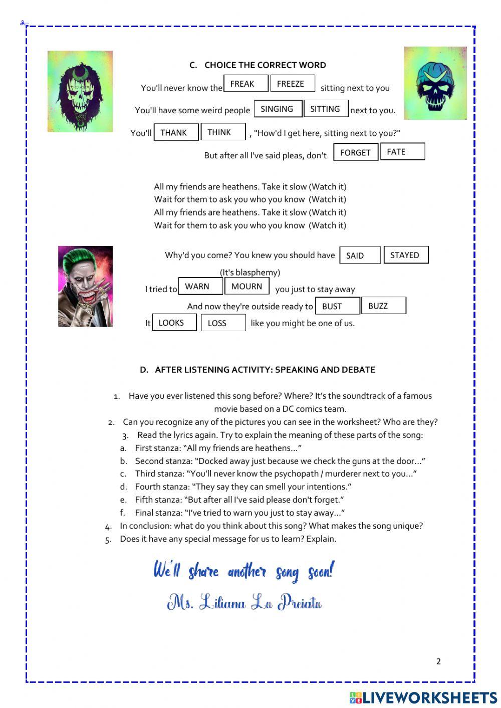 Song: Heathens by 21 Pilots